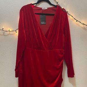 Midlength Red Velvet Festive Dress